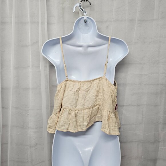 Tan Granny Square Crochet Tank Y2K Boho Hippie Granola Festival S - Picture 5 of 11